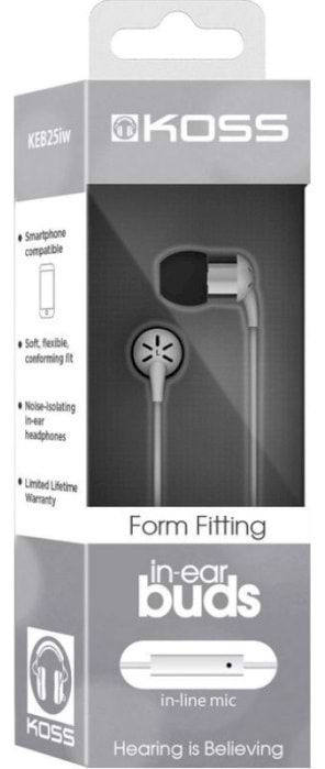 Фото - Навушники вкладиші дротові Koss KEB25iW In-Ear Mic White