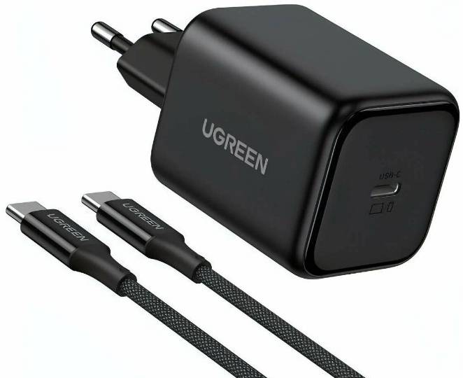 Мережевий зарядний пристрій UGREEN X524 45W USB-C GaN Fast Charger Set Black (65054)