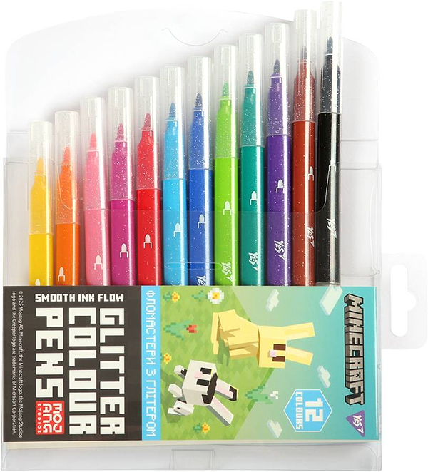 Фото - Фломастеры YES 12 цветов "Minecraft.Spring", глитер (650587)