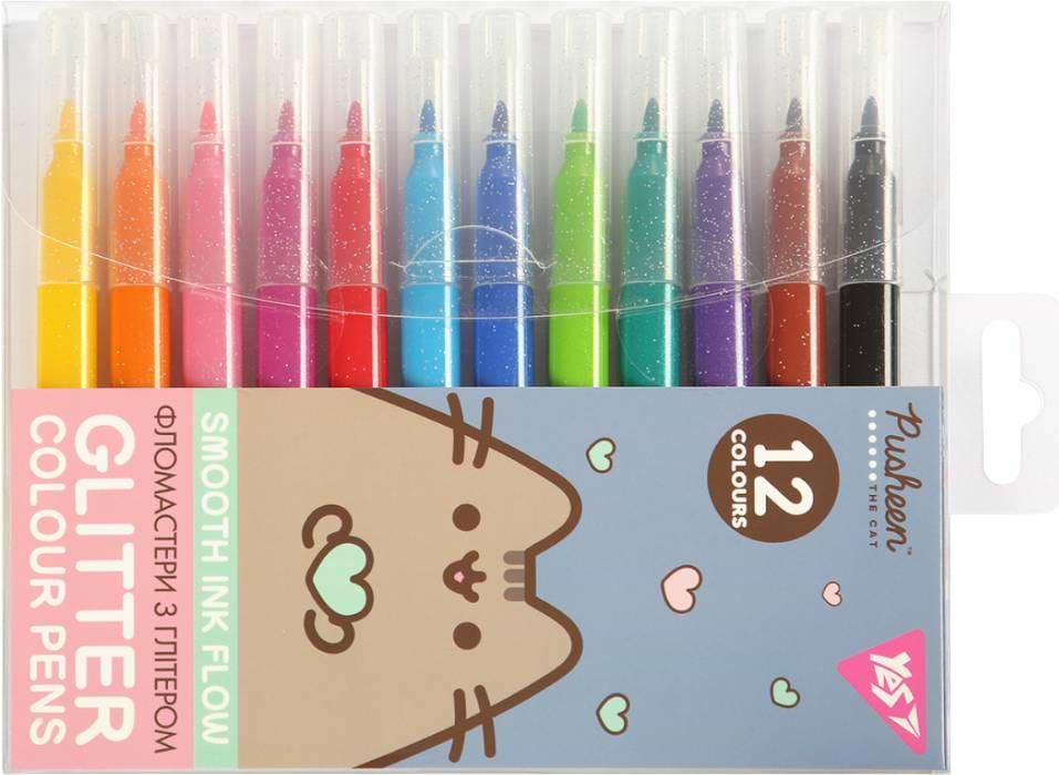 Фото - Фломастери YES 12 цв. Pusheen, глиттер (650588)