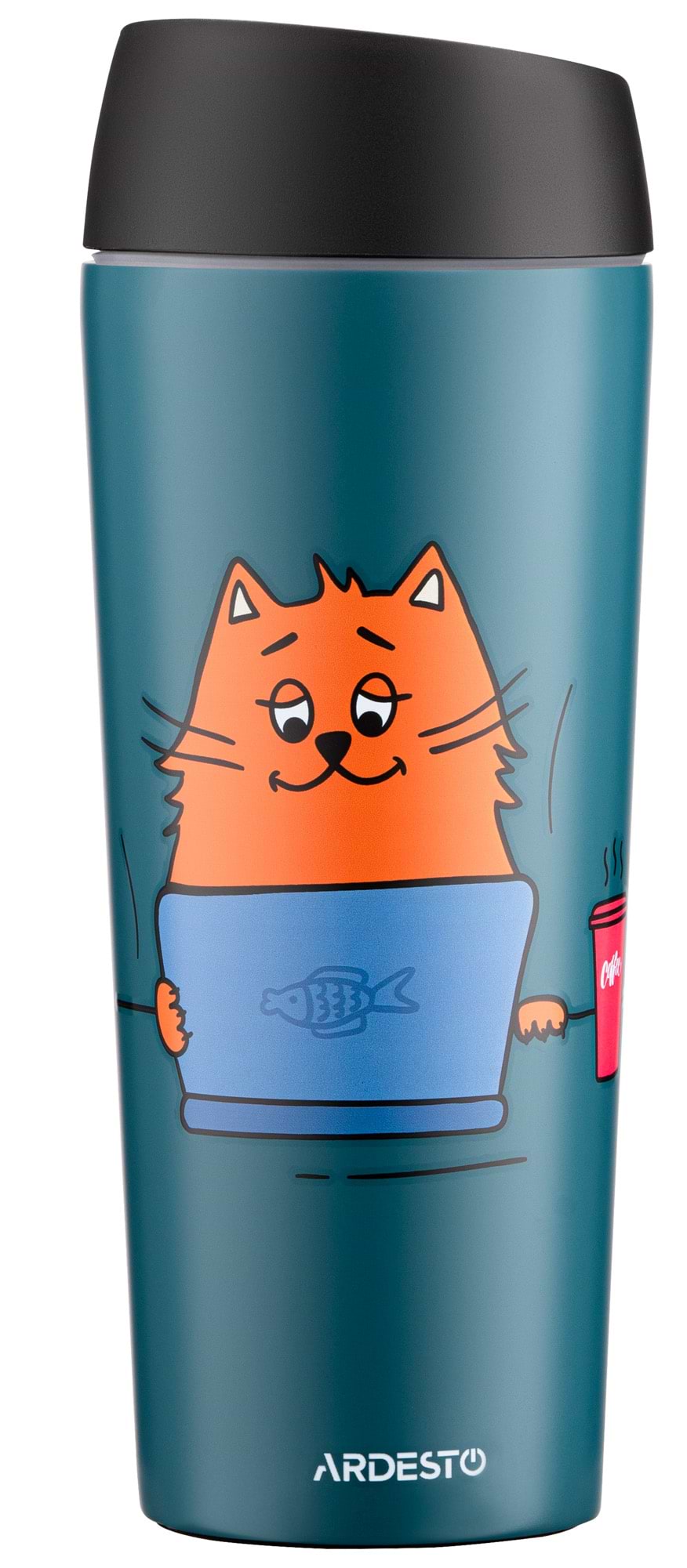 Термокружка Ardesto Coffee Time Red Cat 450 мл Blue (AR2645CG) - Фото 1