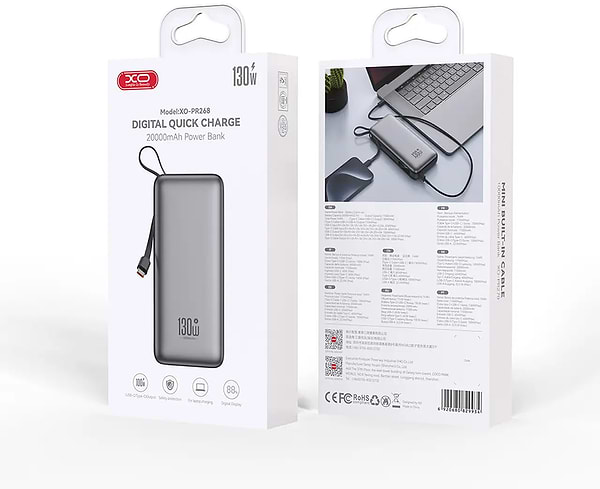 Фото - Батарея мобільна XO PR268.grey 20000mAh