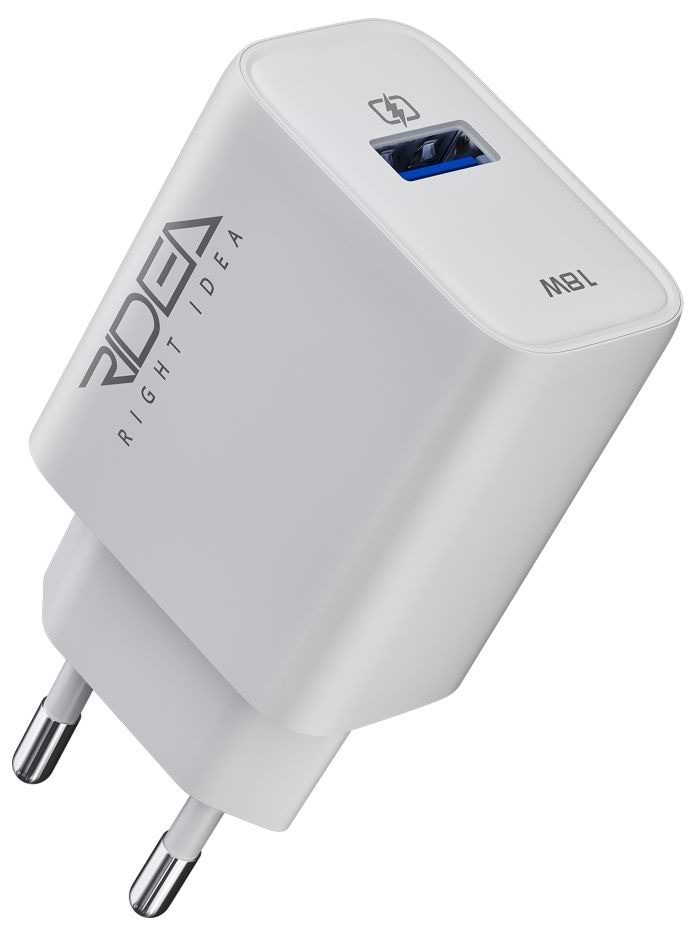 Мережевий зарядний пристрій Ridea Rapid 1USB QC 18W White (RW-18120)