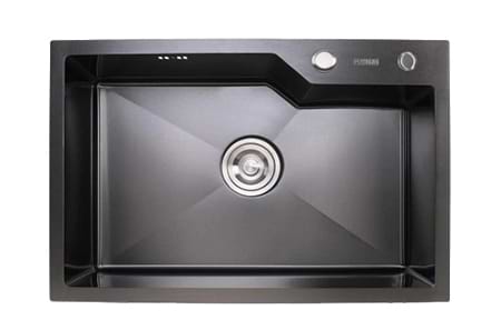 Фото - Мийка кухонна Platinum Handmade PVD 650х430х220 чорна (товщина 3,0/1,5 + дозатор в комплекті) Фото - Мийка кухонна Platinum Handmade PVD 650х430х220 чорна (товщина 3,0/1,5 + дозатор в комплекті)