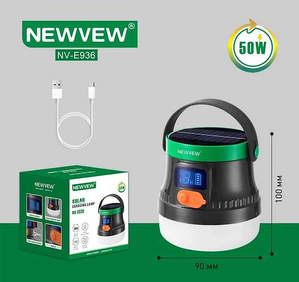 Фото - Ліхтар акумуляторний NEWVEW 50W Solar Panel 2600mAh Green (NWVW-NV-E936-GN)
