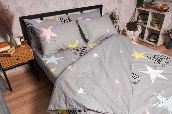 Фото - Комплект постільної білизни Moon&Star Бязь Gold Люкс Gray Stars King Size 220x240 (MS-820003014)
