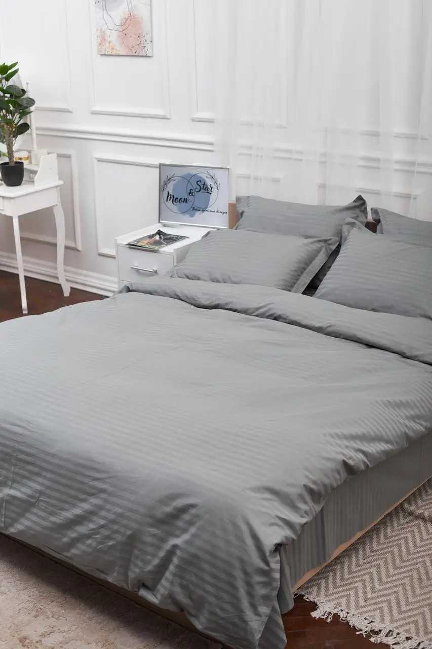 Комплект постельного белья Moon&Star Satin Stripe Stripe Gray 160х220 нав. 2х70х70 (MS-820003662)