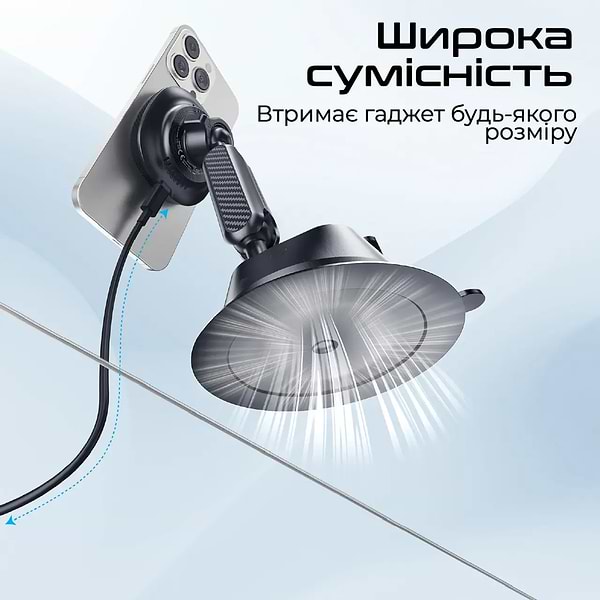 Фото - Автотримач з бездротовою зарядкою Promate flexdrive-qi2