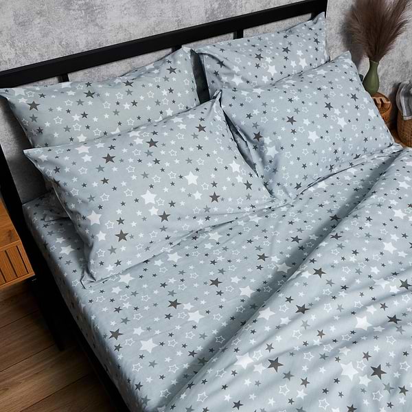 Фото - Комплект постільної білизни Moon&Star Бязь Gold Люкс «Silver Stars» 143х210 см нав. 2х50х70 (MS-820006841)