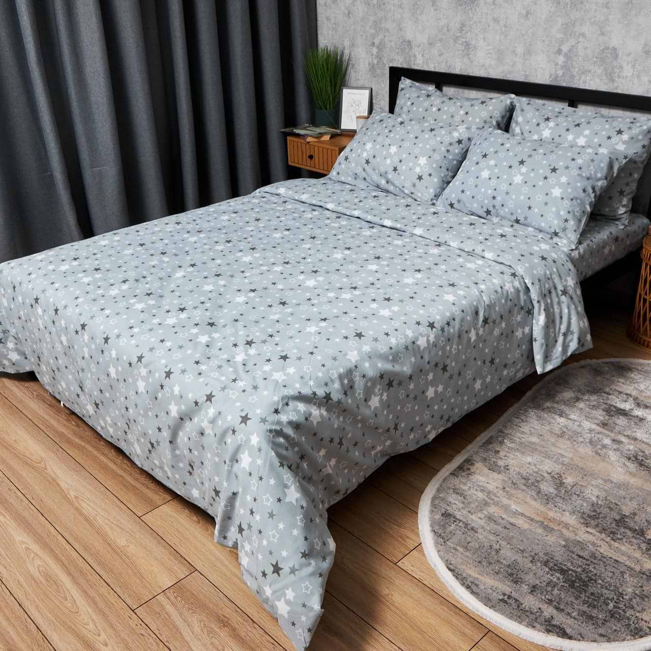 Комплект постельного белья Moon&Star Бязь Gold Люкс Silver Stars 175х210 нав. 4х50х70 (MS-820006833)