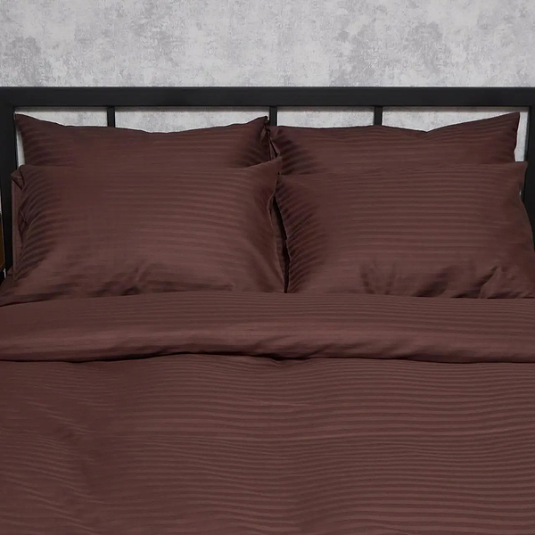 Фото - Комплект постельного белья Moon&Star Satin Stripe «Warm Espresso» King Size 220x240 нав. 2х40х60 (MS-820008715)