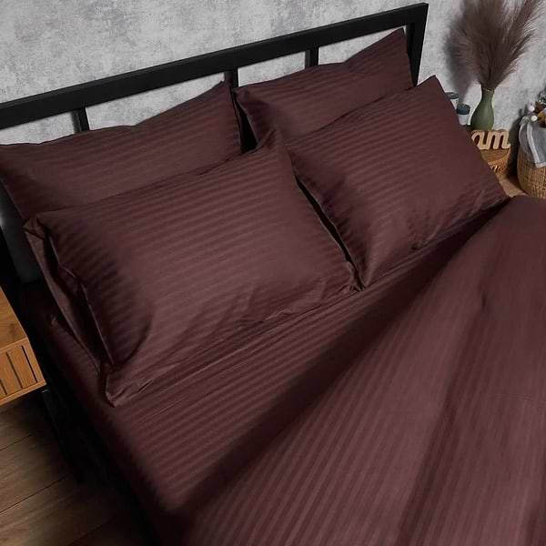 Фото - Комплект постельного белья Moon&Star Satin Stripe Warm Espresso 160х220 нав. 4х50х70 (MS-820008738)