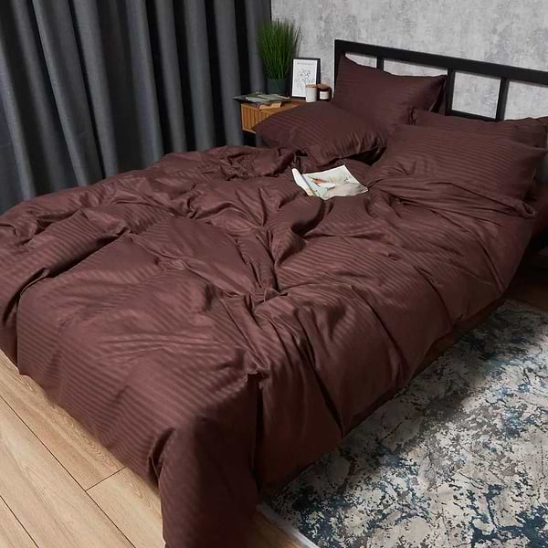 Фото - Комплект постельного белья Moon&Star Satin Stripe Warm Espresso 160х220 нав. 4х50х70 (MS-820008738)