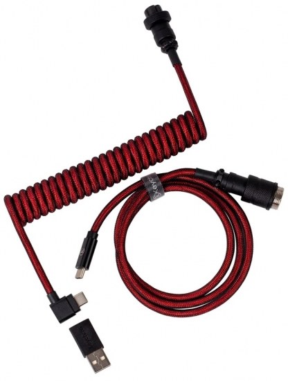 Кабель синхронізації даних Keychron Type-A/Type-C Premium Coiled Aviator Cable-Angled Red (CAB4_KEYCHRON) - Фото 1