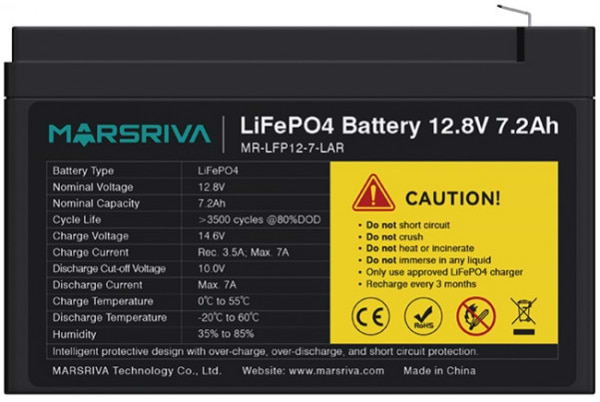 Аккумулятор для ИБП Marsriva 12.8V, 7.2A (MR-LFP12-7-LAR)