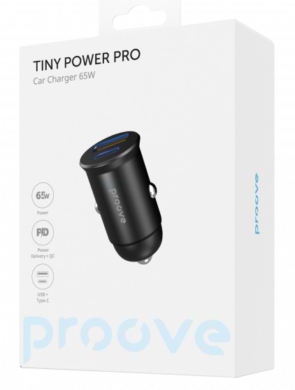 Фото - Автомобільний зарядний пристрій Proove Tiny Power Pro 65W (USB + Type-C) Black