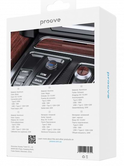 Фото - Автомобільний зарядний пристрій Proove Tiny Power Pro 65W (USB + Type-C) Black