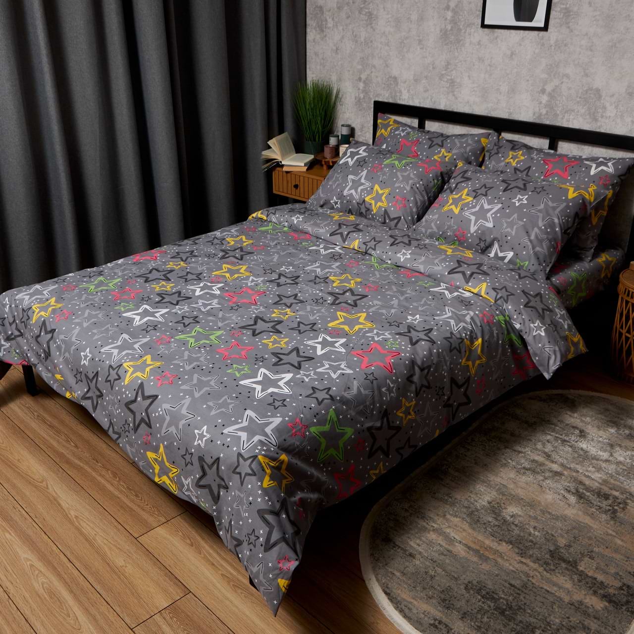 Комплект постельного белья Moon&Star Бязь Gold Люкс Cosmic Party King Size 220x240 нав. 4х70х70 (MS-820008999)