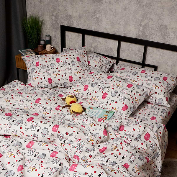 Фото - Комплект постельного белья Moon&Star Бязь Gold Люкс Cute Cats King Size 220x240 нав. 4х70х70 (MS-820009069)