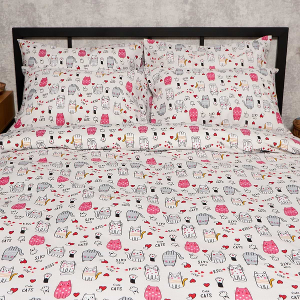 Фото - Комплект постельного белья Moon&Star Бязь Gold Люкс Cute Cats King Size 220x240 нав. 4х70х70 (MS-820009069)