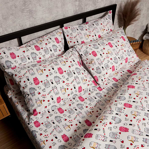 Фото - Комплект постельного белья Moon&Star Бязь Gold Люкс Cute Cats King Size 220x240 нав. 4х70х70 (MS-820009069)