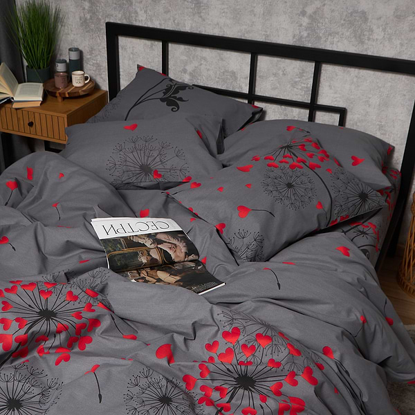 Фото - Комплект постільної білизни Moon&Star Бязь Gold Люкс Dandelion Lov King Size 220x240 нав. 2х50х70 (MS-820009101)