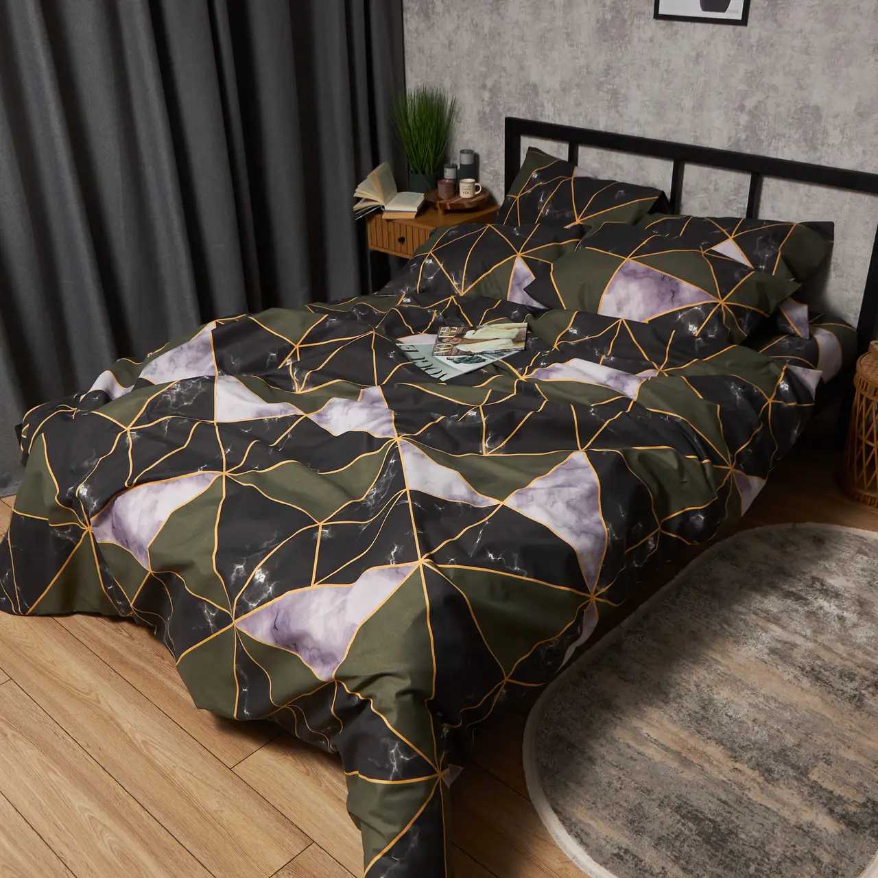 Комплект постельного белья Moon&Star Микросатин Premium Golden Marble 175х210 нав. 2х70х70 (MS-820009912)