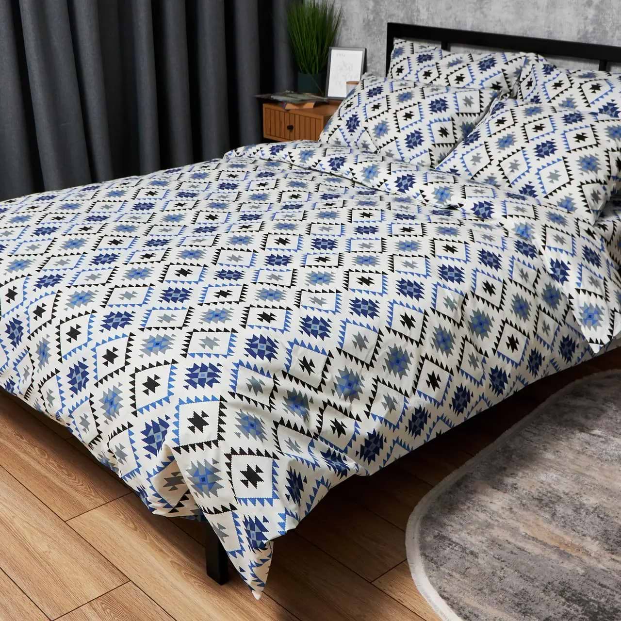 Комплект постільної білизни Moon&Star Бязь Gold Люкс Blue Mosaic 180х220 см нав. 50х70 2 шт. (MS-880000040)