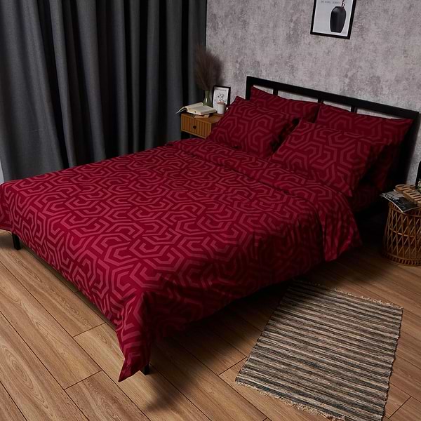 Фото - Комплект постільної білизни Moon&Star Бязь Gold Люкс Burgundy Charm 180х220 см нав. 50х70 2 шт. (MS-880000064)