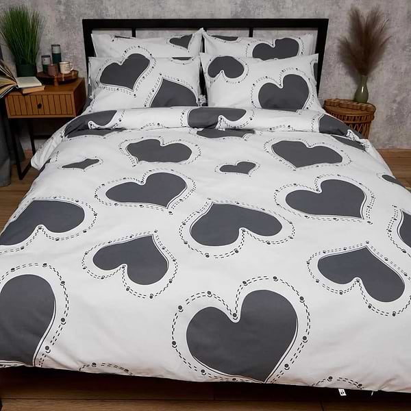 Фото - Комплект постільної білизни Moon&Star прост. 220х240 + 2 нав. 50х70 Бязь Gold Люкс Grey Love (MS-880000274)