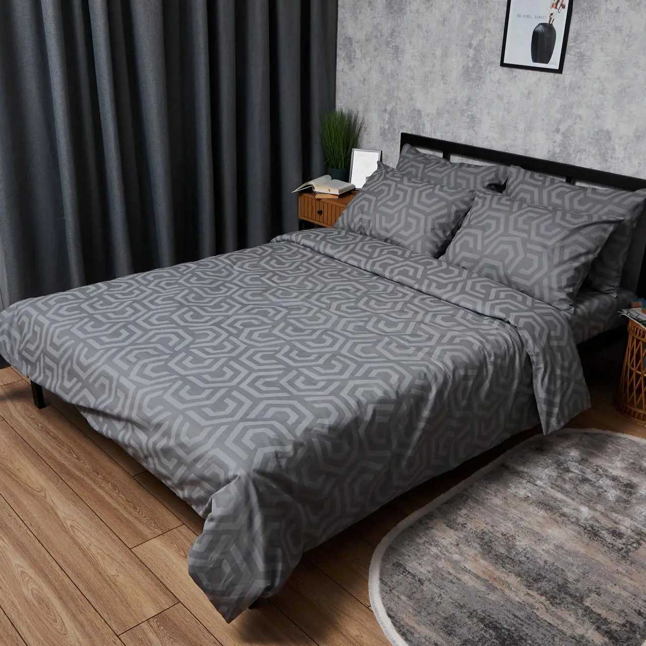 Комплект постельного белья Moon&Star Бязь Gold Люкс «Urban Style» King Size 220x240 нав. 4х70х70 (MS-820007214)