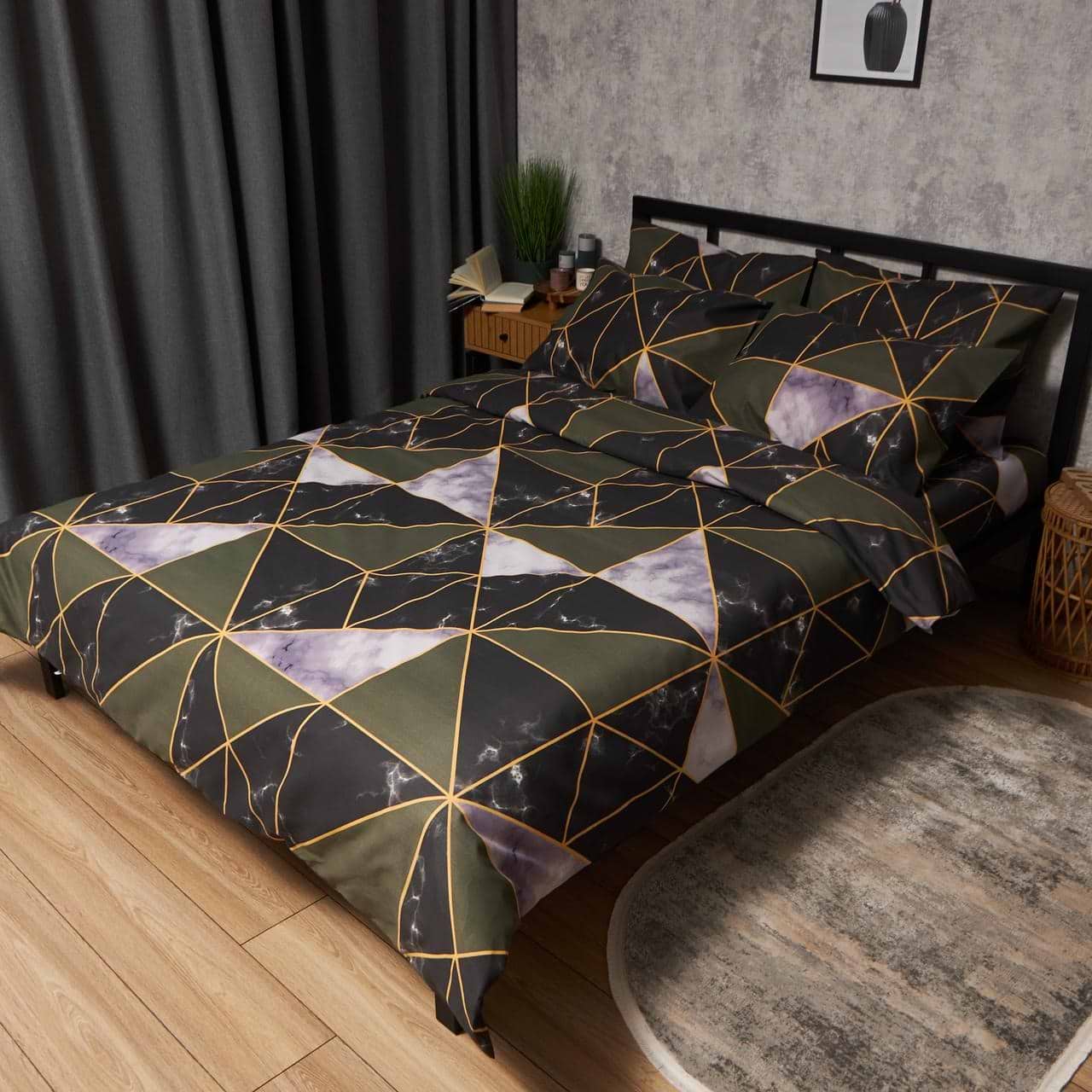 Комплект постельного белья Moon&Star Микросатин Premium Golden Marble 175х210 см нав. 40х60 2 шт. (MS-890000696)