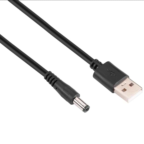 Фото - Кабель USB - DC 2E USB-A > DC 5.5х2.5мм 1m 5В/1.5A Black (1283126552823)