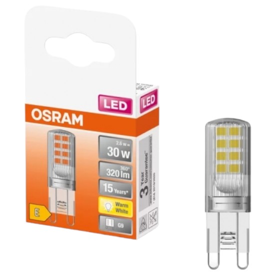 Фото - Лампочка світлодіодна Osram LED G9 2.6Вт 2700К 320Лм PIN30 (4058075432338)