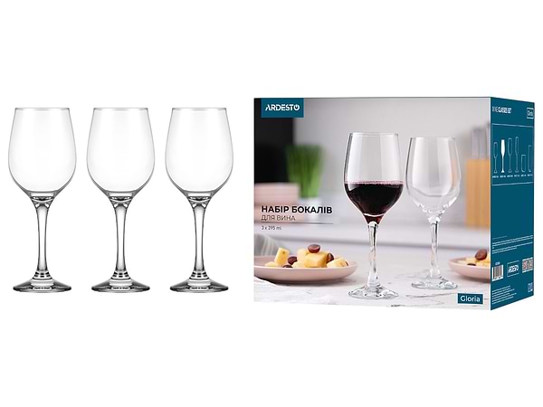 Фото - Набор бокалов Ardesto Gloria 395 мл 3 шт. (AR2639GWT)
