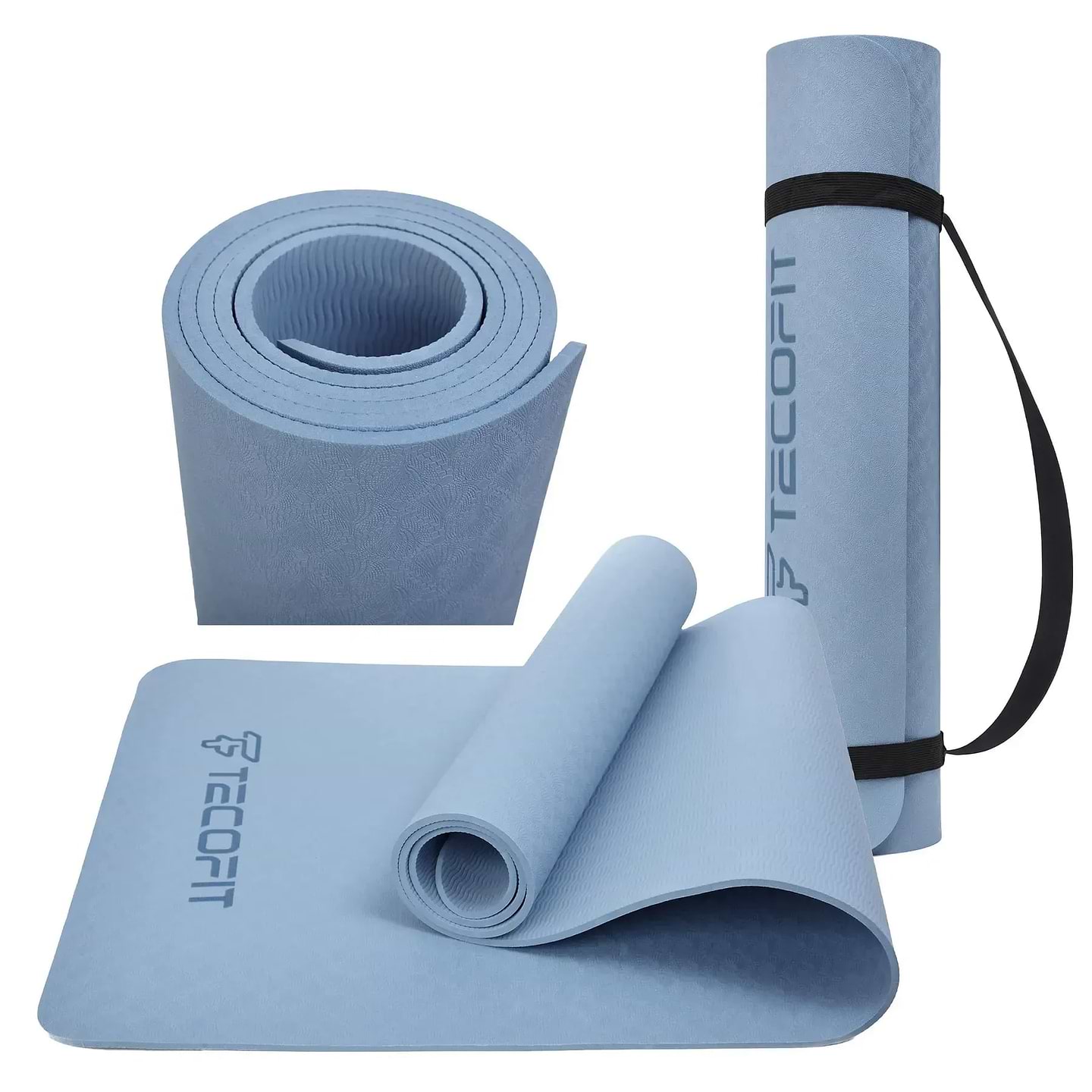 Килимок для йоги та фітнесу TECOFIT TPE Mat single color 183х61х0.6 см Blue (TOP18074471) - Фото 1