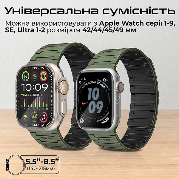 Фото - Ремінець для смарт-годинника Promate magband-ms.midnightgreen