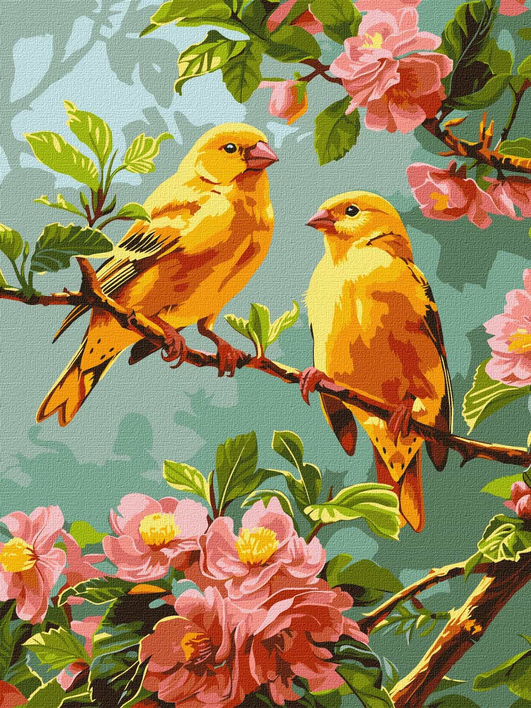 Картина по номерам Ideyka "Весенние канарейки" 30х40 см (KHO6655)