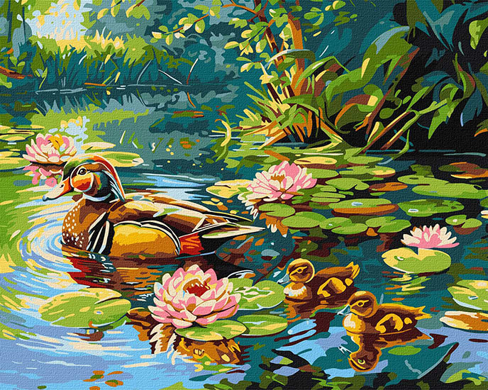 Картина по номерам Ideyka Утиное семейство 40х50 см (KHO6656)