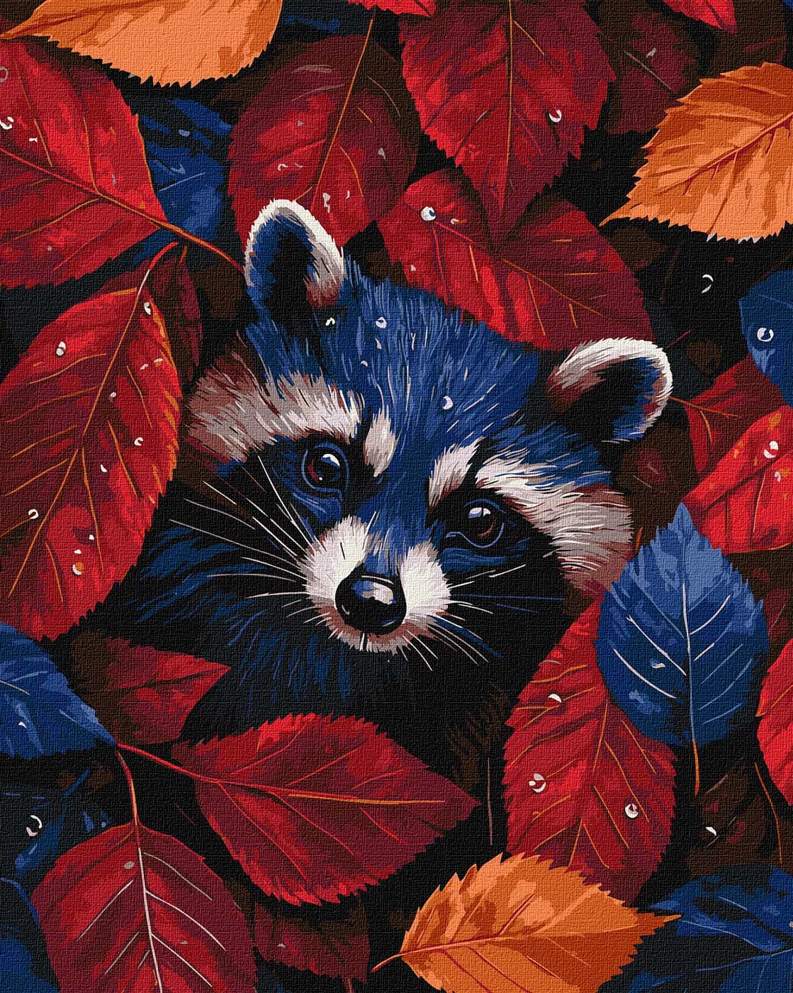 Картина по номерам Ideyka Осенний енот 40x50 см (KHO6697)