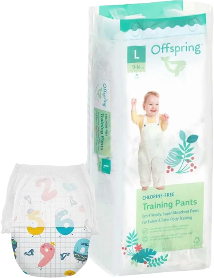 Одноразові підгузки-трусики Offspring розмір L, 9-14 кг 36 шт. Цифри (DP-OI-FAP-L36P-FFG)