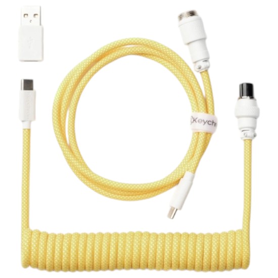 Кабель синхронізації даних Keychron USB-A/USB-C to USB-C 1.36m Type-C, Coiled Aviator Yellow (CAB16_KEYCHRON)