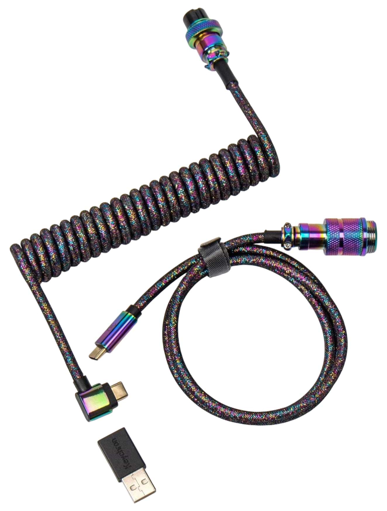 Кабель синхронизации данных Keychron USB-A/USB-C > USB-C 1.08m Type-C, Premium Coiled Aviator Black (CAB7_KEYCHRON)