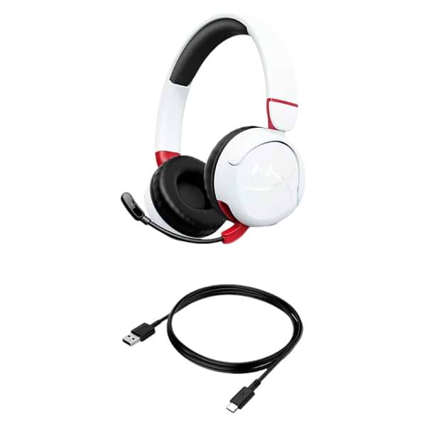 Фото - Гарнитура беспроводная игровая HyperX Cloud Mini, mini-jack/BT 1.2m White-Red (7G8F2AA)
