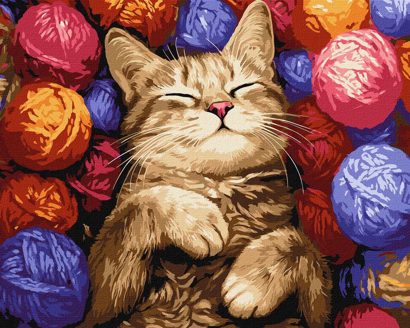 Картина по номерам Ideyka "Кот в клубочках" 40х50 см (KHO6710)