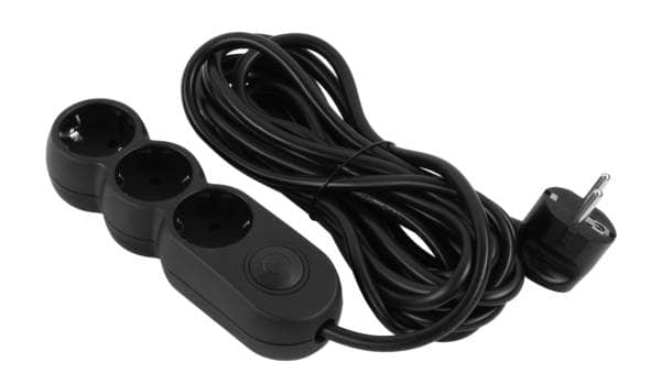 Фото - Подовжувач 220В 2E Plus 3 розетки 5 м Black (2E-U03VES5MBK)
