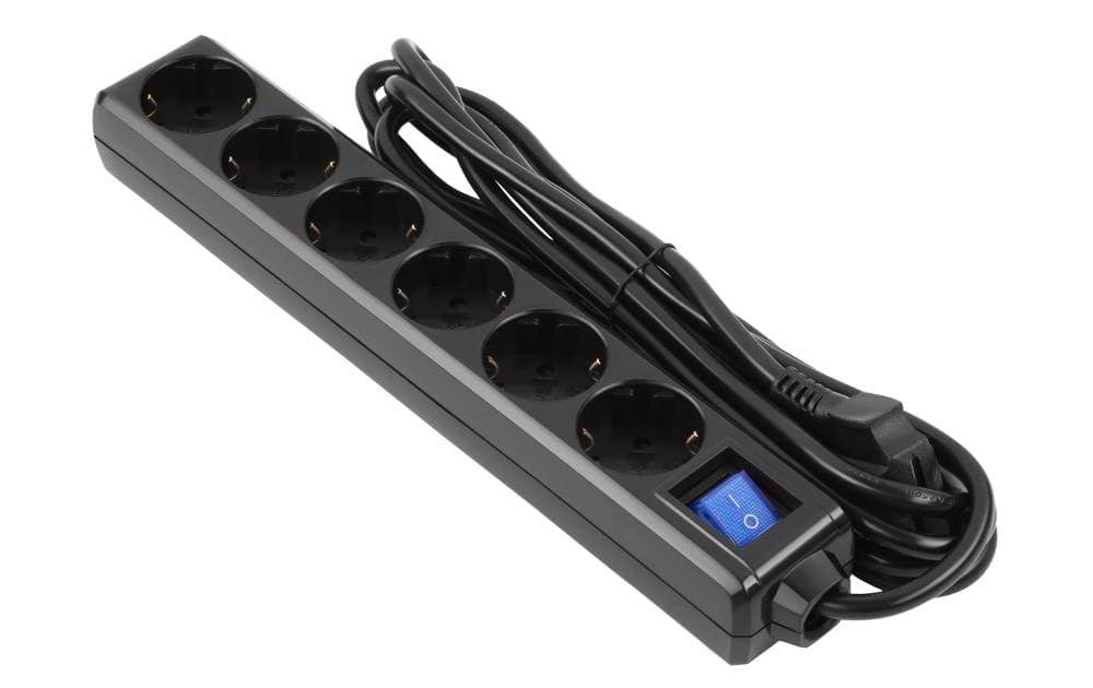 Подовжувач 220В 2E 6 розеток 3 м Black (2E-U06ESM3BK)