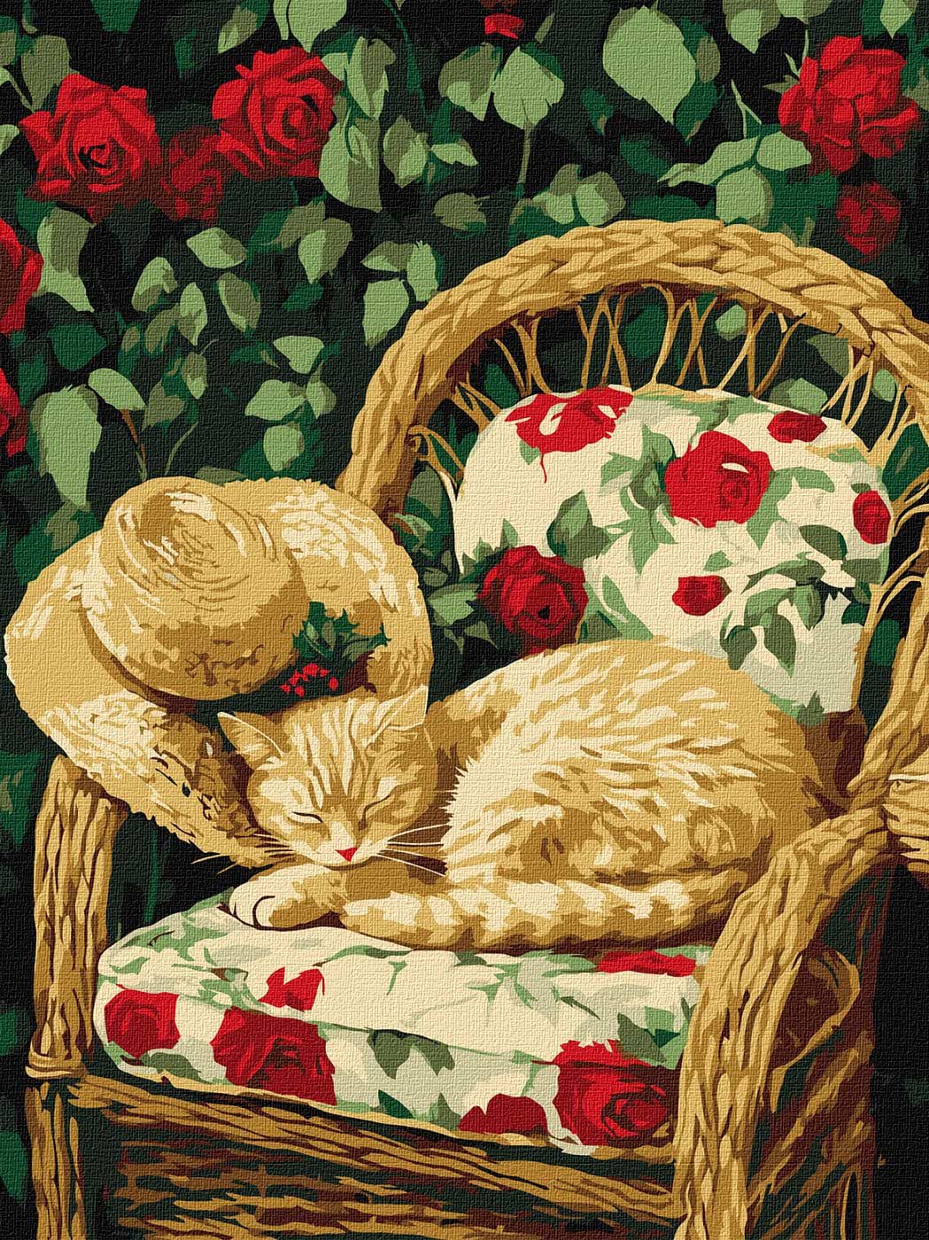 Картина по номерам Ideyka "Кот в саду" 30х40 см (KHO6712)