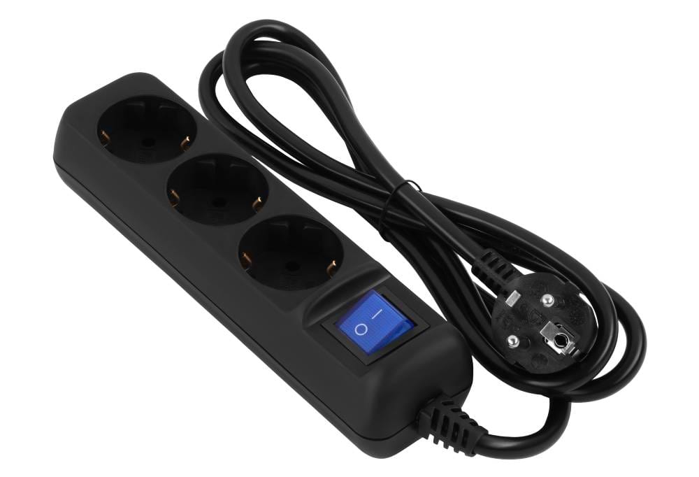 Мережевий фільтр 2E 3 розетки 1.5 м Black (2E-U03ESM1.5BK)