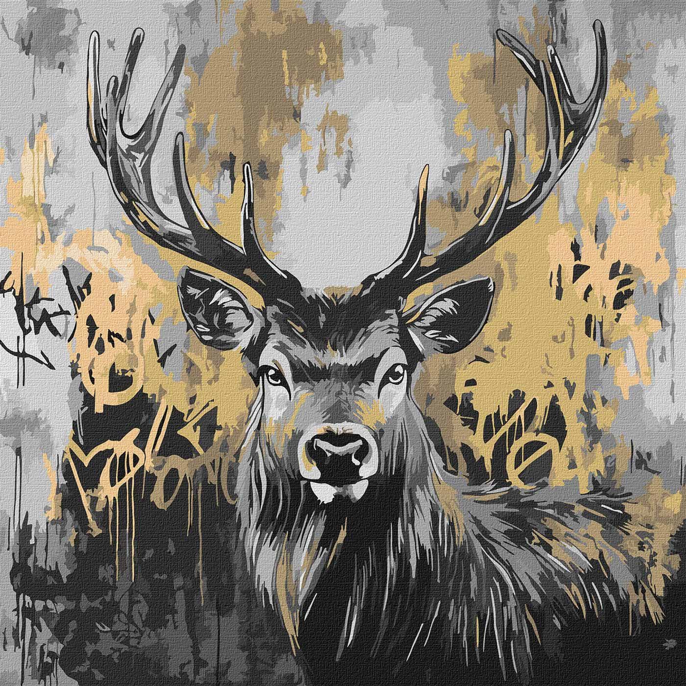 Картина за номерами Ideyka Золотий олень з фарбами металiк 40х40 см (KHO6725)